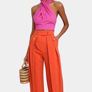 New STAUD Kai Crisscross Halter Top, Size 0, Color Pink